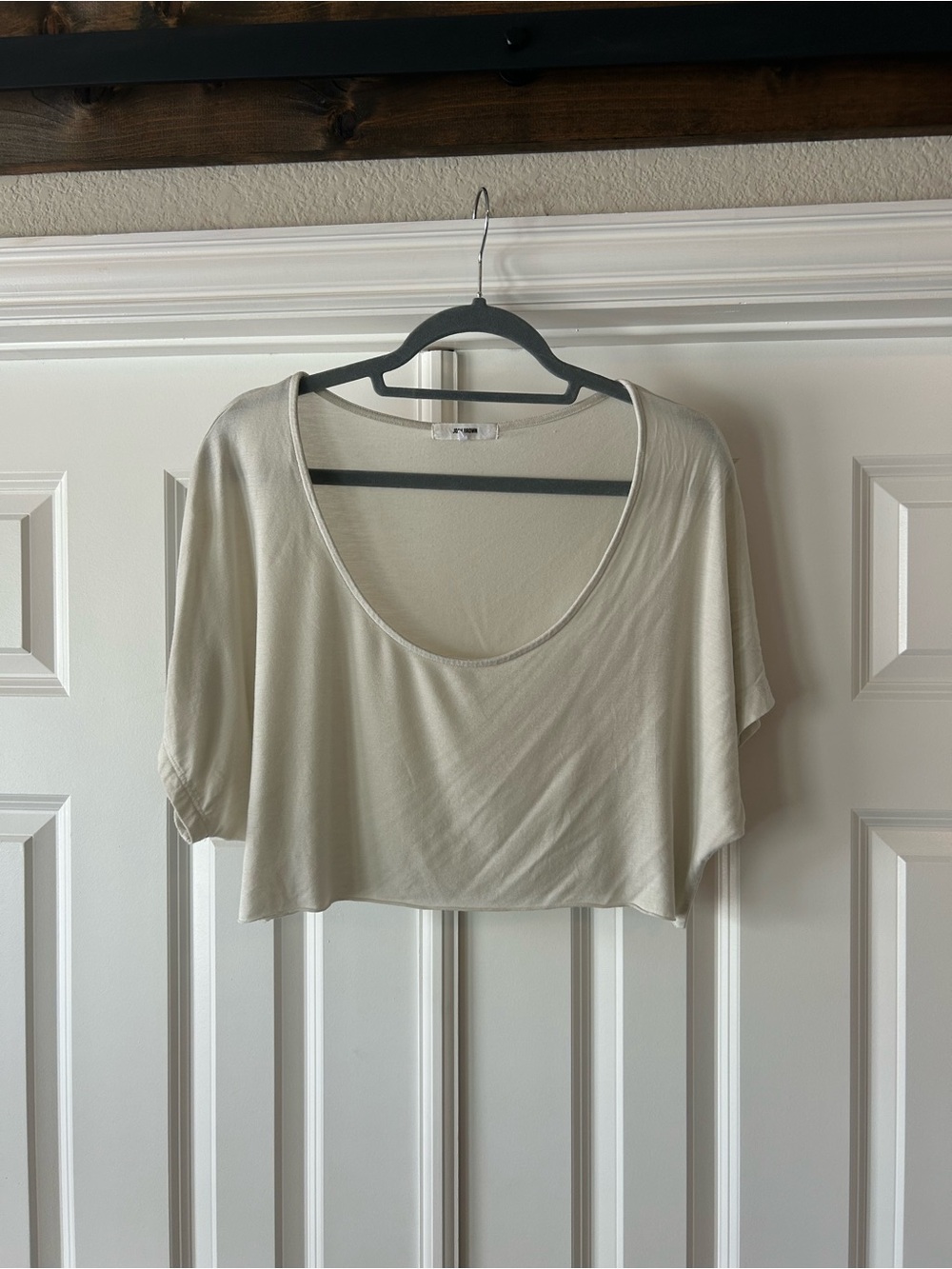 Joah Brown Cream Scoop Neck Cropped Top
